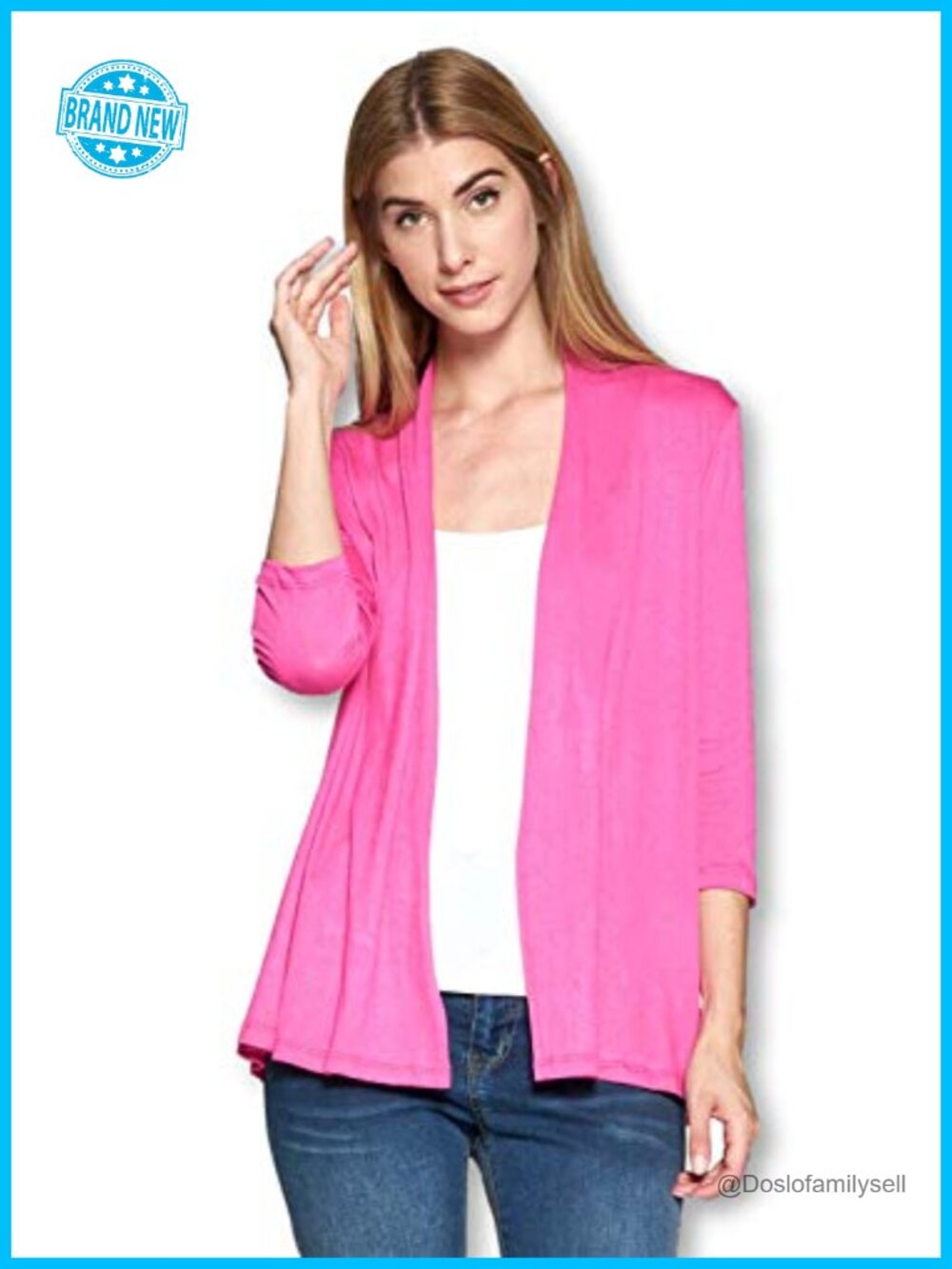 Women's 3/4 Sleeve Open Front Viscose Cardigan
